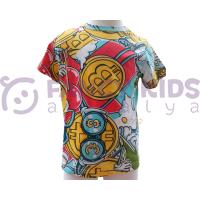 Erkek Çocuk T-Shirt Dijital Coin Baskılı Çok Renkli
