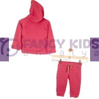 Kız Çocuk Eşofman Takımı Peluş Ayıcık Baskılı Vişne