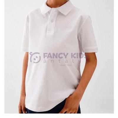 Fancy Kids Erkek Çocuk Polo T-Shirt Beyaz Düz