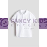 Fancy Kids Erkek Çocuk Polo T-Shirt Beyaz Düz