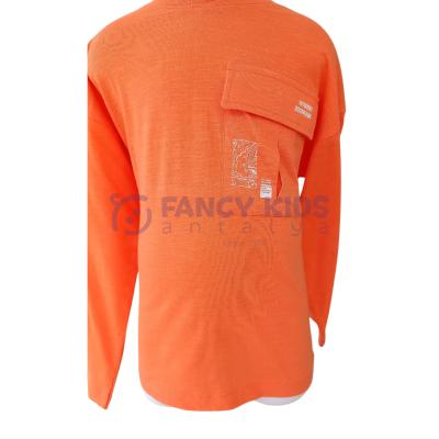 Erkek Çocuk Baskılı Turuncu Sweatshirt – Pamuklu, Rahat ve Esnek Kumaş