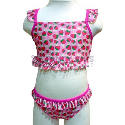 3-14 Yaş Kız Çocuk Bikini Çilek Desenli