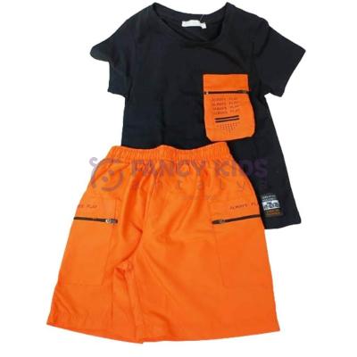 4 - 8 Yaş Erkek Çocuk İkili Takım T-Shirt Şort Siyah - Turuncu