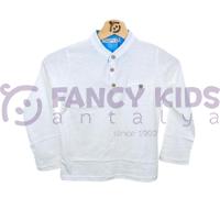 5-14 Yaş Erkek Çocuk Sweat Shirt Hakim Yaka Patlı Ekru