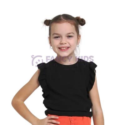 5-14 Yaş Kız Çocuk T-Shirt Kaşkorse Baskısız Siyah