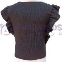 5-14 Yaş Kız Çocuk T-Shirt Kaşkorse Baskısız Siyah