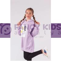 Kız Çocuk Sweat Shirt Kapüşonlu Baskılı Lila