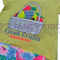 6-36 Ay Kız Çocuk İkili Takım Baskılı T-Shirt + Desenli Şortlu Sarı - Pembe