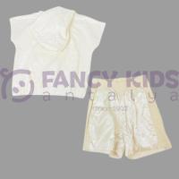 8-14 Yaş Kız Çocuk İkili Takım Vizon Kapüşonlu Sweat - Shirt Parlak Şort
