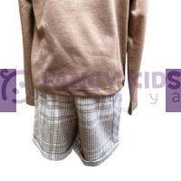 Kız Çocuk Nervürlü Vizon SweatShirt - İskandinav Şort İkili Takım