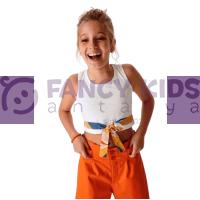 8-14 Yaş Kız Çocuk T-Shirt Atlet Tiger Baskılı Renkli Kuşaklı