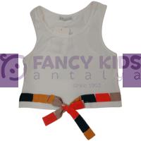 8-14 Yaş Kız Çocuk T-Shirt Atlet Tiger Baskılı Renkli Kuşaklı