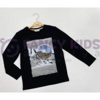 8-14 Yaş Erkek Çocuk  Sweat-Shirt Baskılı Uzun Kol Siyah
