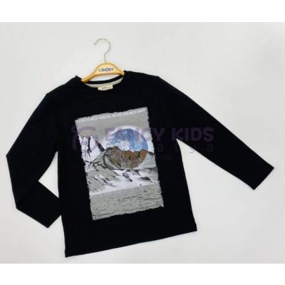 8-14 Yaş Erkek Çocuk  Sweat-Shirt Baskılı Uzun Kol Siyah