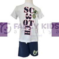 3-11 Yaş Erkek Çocuk İkili Takım Beyaz T-Shirt Lacivert Şort