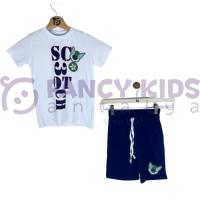 3-11 Yaş Erkek Çocuk İkili Takım Beyaz T-Shirt Lacivert Şort