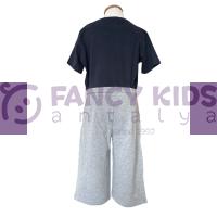 3-14 Yaş Erkek Çocuk İkili Takım Lacivert T-Shirt Gri Şort