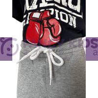 3-14 Yaş Erkek Çocuk İkili Takım Lacivert T-Shirt Gri Şort