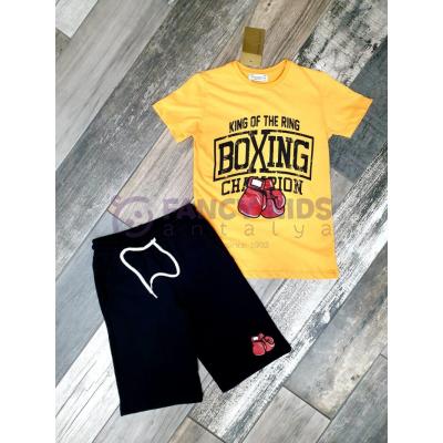 3-14 Yaş Erkek Çocuk İkili Takım Sarı T-Shirt Siyah Şort