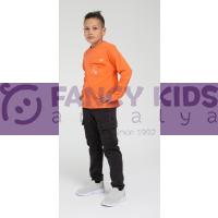 3-14 Yaş Erkek Çocuk Sweat Shirt Baskılı Turuncu