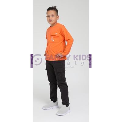 3-14 Yaş Erkek Çocuk Sweat Shirt Baskılı Turuncu