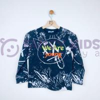 7-12 Yaş Erkek Çocuk Sweat-Shirt Baskılı Siyah İnce