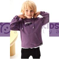 Erkek Çocuk Sweat Shirt Kapüşonlu Kanguru Cepli Mor 