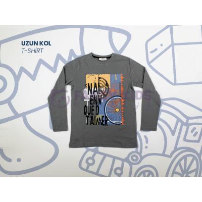 4-14 Yaş Erkek Çocuk Sweat - Shirt  Baskılı Uzun Kol Koyu Gri