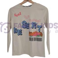 9-14 Yaş Erkek Çocuk Sweat Shirt Baskılı Uzun Kol Bej  