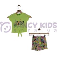 18 Ay-5 Yaş Kız Çocuğu İkili Takım Baskılı T-Shirt Çok Renkli Şort