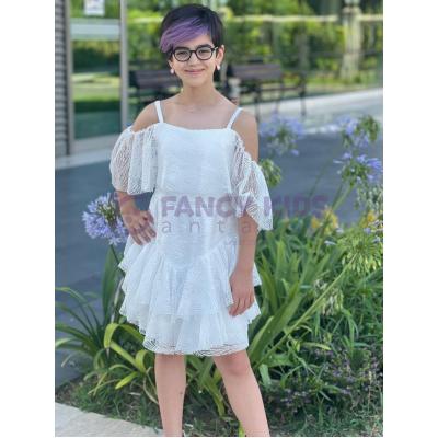 6 - 15 Yaş Kız Çocuk Mezuniyet Elbisesi Abiye Simli Dantelli 