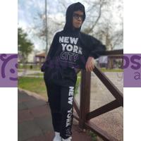 5-14 Yaş Kız Çocuk Eşofman Takımı Baskılı Siyah