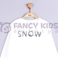FancyKids Kız Çocuk Sweat-Shirt Snow Dijital Baskılı Ekru
