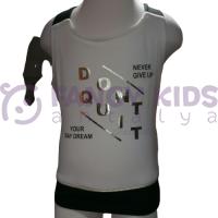 8-14 Yaş Kız Çocuk T-Shirt Don't Quit Baskılı Ekru-Siyah