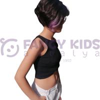5-14 Yaş Kız Çocuk T-Shirt Kaşkorse Atlet Crop Lacivert
