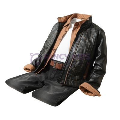 Erkek Çocuk 5 Parça Şık Takım | Deri Ceket, Gömlek, T-Shirt, Pantolon ve Kemer