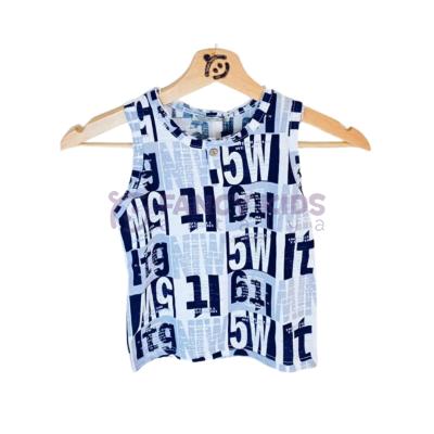 Erkek Çocuk Atlet T-Shirt Harf Baskılı Sıfır Kol Düğmeli Kapama