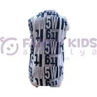 Erkek Çocuk Atlet T-Shirt Harf Baskılı Sıfır Kol Düğmeli Kapama