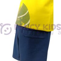 Erkek Çocuk Baskılı Atlet T-Shirt Kargo Cepli Bağcıklı Şort İkili Takım