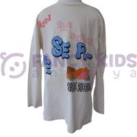 Erkek Çocuk Baskılı Bej Sweatshirt Uzun Kollu %100 Pamuk