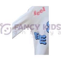 Erkek Çocuk Baskılı Bej Sweatshirt Uzun Kollu %100 Pamuk