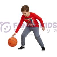 Erkek Çocuk Baskılı İkili Eşofman Takımı Kırmızı Gri Pamuklu Rahat Kalıp