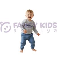 Erkek Çocuk Baskılı Sweatshirt ve Kot Mavisi Dokuma Pantolon İkili Takım %100 Pamuk