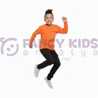 Erkek Çocuk Baskılı Turuncu Sweatshirt – Pamuklu, Rahat ve Esnek Kumaş