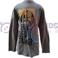 Erkek Çocuk Baskılı Uzun Kollu Sweatshirt Koyu Gri %100 Pamuk