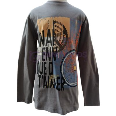 Erkek Çocuk Baskılı Uzun Kollu Sweatshirt Koyu Gri %100 Pamuk