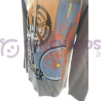 Erkek Çocuk Baskılı Uzun Kollu Sweatshirt Koyu Gri %100 Pamuk