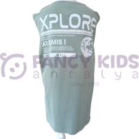 Erkek Çocuk Baskılı Yeşil Sweatshirt %100 Pamuk Rahat Regular Kesim