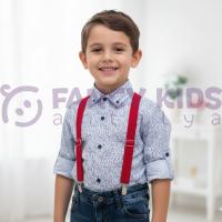 Erkek Çocuk Bayramlık Gömlek Beyaz-Mavi Renkli