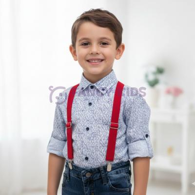 Erkek Çocuk Bayramlık Gömlek Beyaz-Mavi Renkli